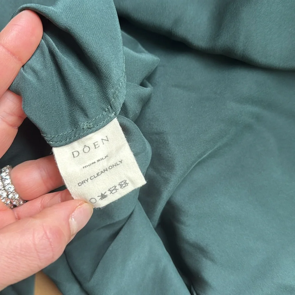 Doen Melinda Heirloom Silk Long Sleeve Dress in Alpine Green - Picture 6 of 6